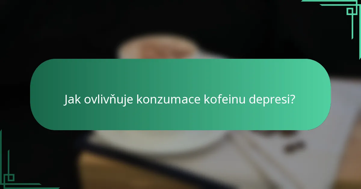 Jak ovlivňuje konzumace kofeinu depresi?